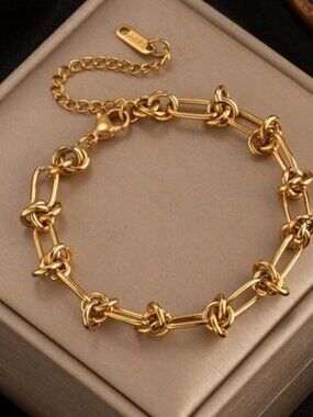 Gold Plated Stainless Steel Knot Bracelet